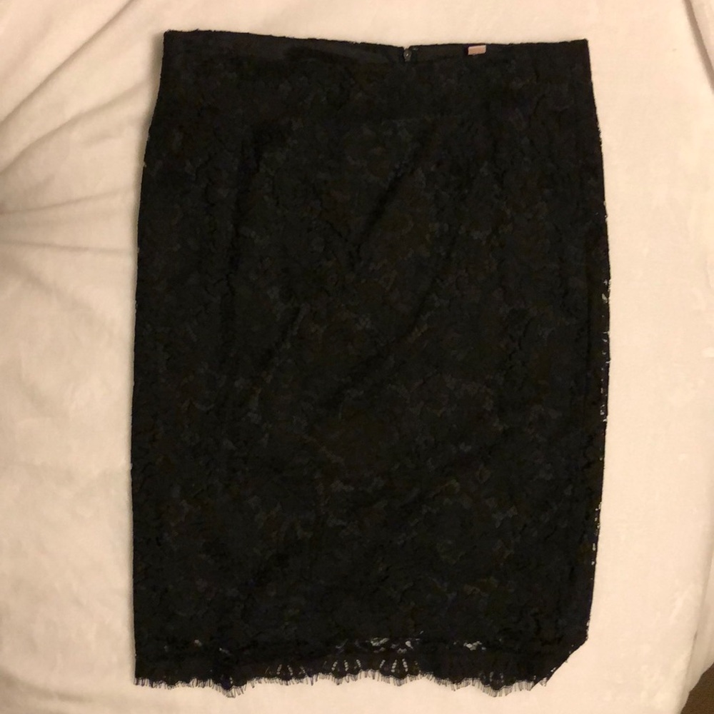 Rebecca Taylor Black Lace Pencil Skirt
